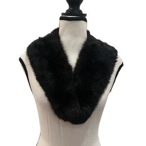 Vintage Black Mink Fur Collar Wrap 34” 1940s 1950s Lined Accessories